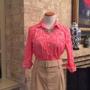 J. Crew neon pink floral shirt size 6